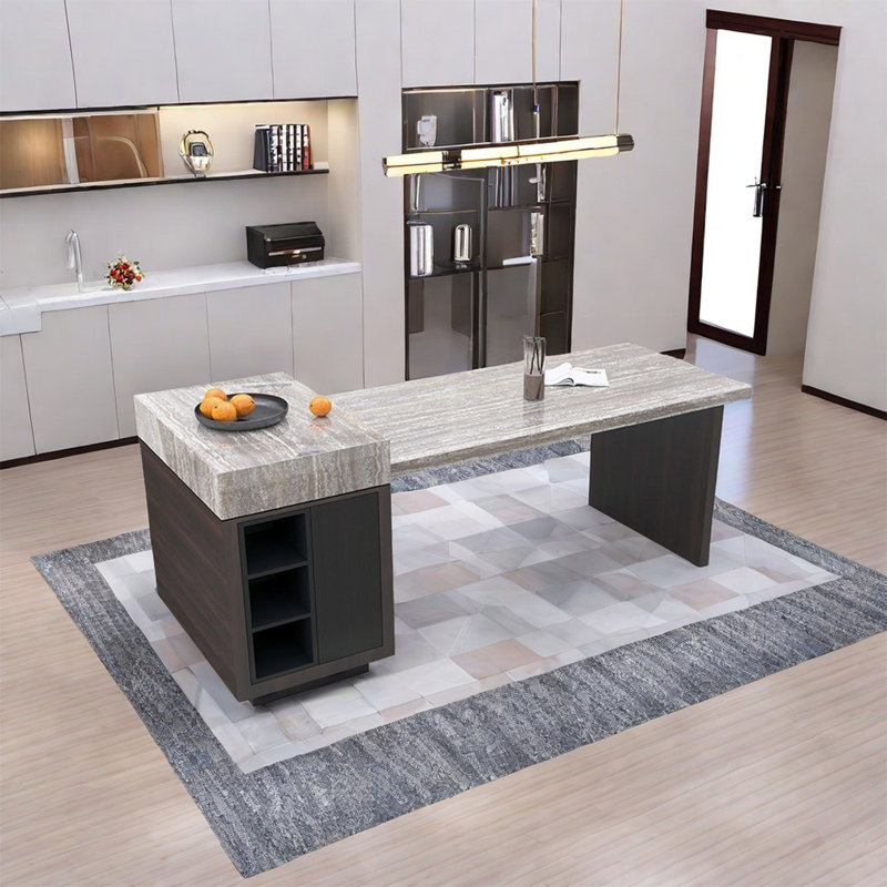 Table d'îlot en marbre, une table d'îlot, H 35,43 po x l 70,87 po x P 35,43 po