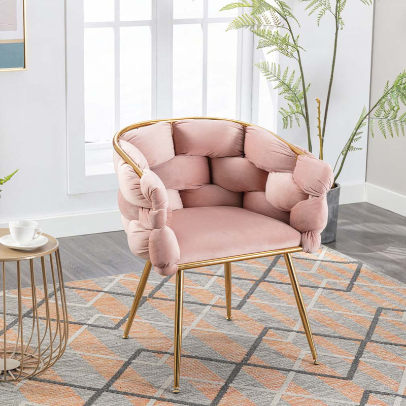 Chaises de salle à manger en velours, Rose