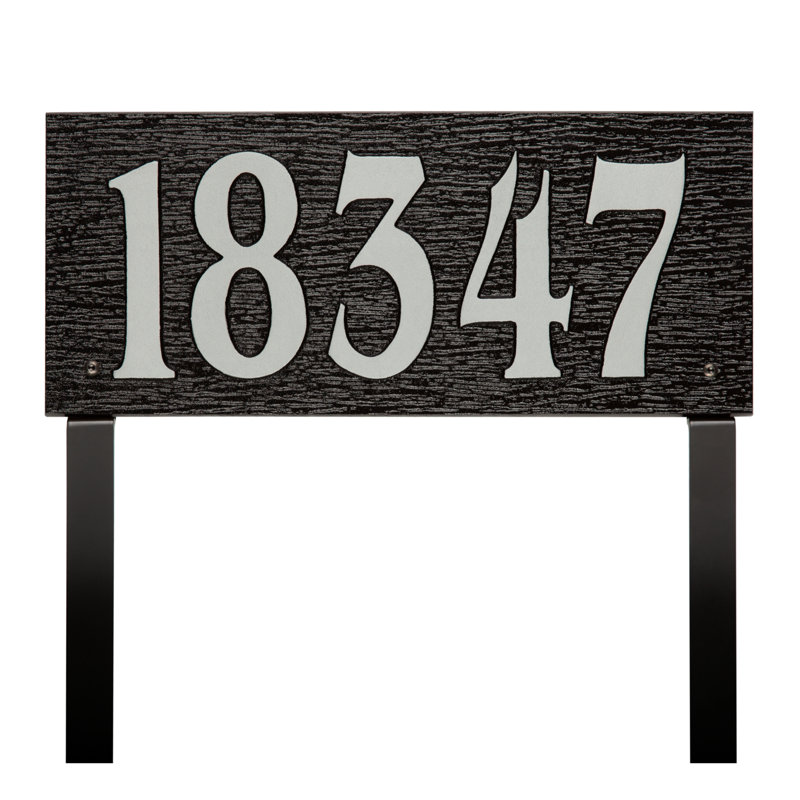 Modern Woodgrain Lawn Sign, Black/Silver, Yes