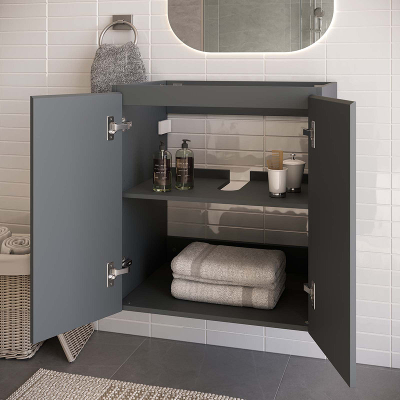 Base de meuble-lavabo simple 23 po mural seulement, gris, gris