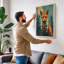 Fox Beneath the Moon Boho - Wrapped Canvas-316361063-316361119