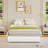Low Bed Frame Without Headboard, Thick Fabric Upholstered Platform Bed, No Box Spring Needed-1937980914-1939001540