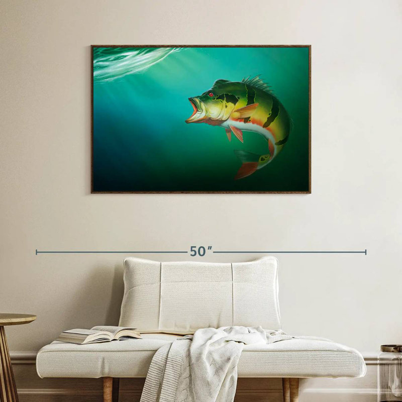 Peacock Bass, Cadre flottant noyer, 40 po x 27 po