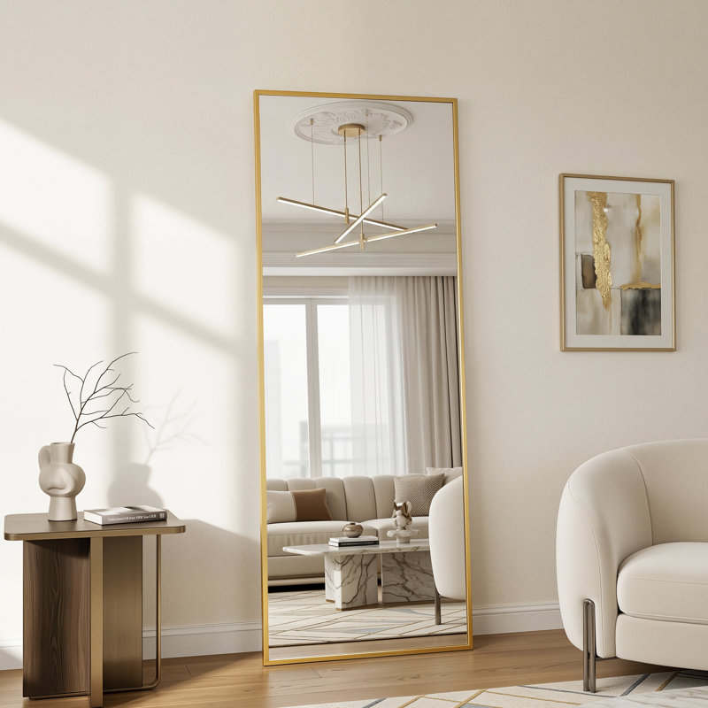 Oversized Full Length Mirror with Stand, Standing Mirror Full Body, Floor Mirror with Aluminum Alloy Framed Rectangle Wall Mirror