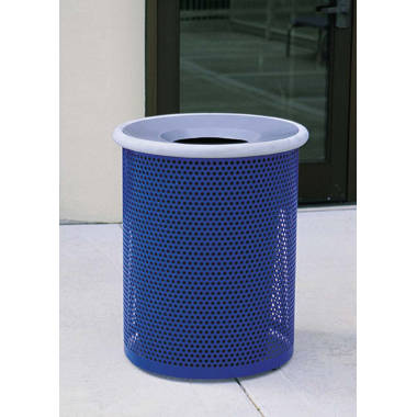 Tall Flat Steel Trash Receptacle with Aluminum Funnel Top (MF3398)