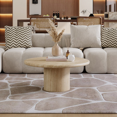 Simple round natural cave stone coffee table