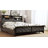   Upholstered Bed with Wood Frame, 4 Storage Drawers, Modern Bed Frame with Charging Station & LED Lights, Headboard Included,Queen/Beige-108946933-108946936