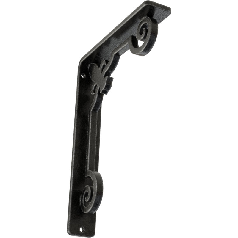 Support en fer forgé Fleur De Lis, Étain antique, H 8 po x l 1,5 po x P 5,5 po