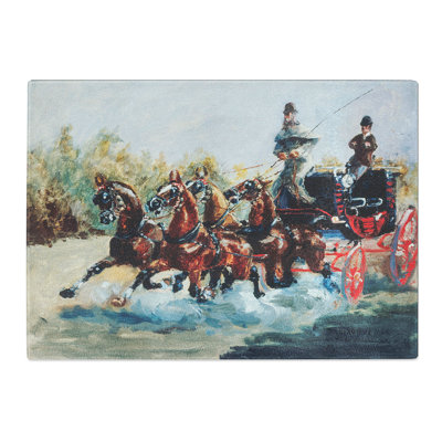 Horses with Cart by Henri De Toulouse-Lautrec Chopping Board