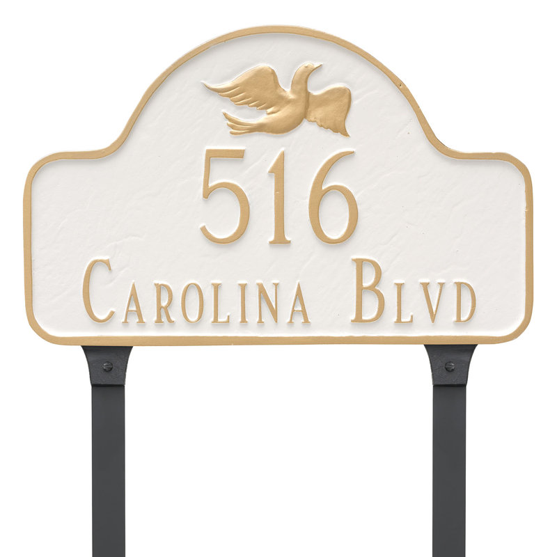 Plaque d'adresse avec colonnettes Dove Arch, Cuivre antique / Cuivre