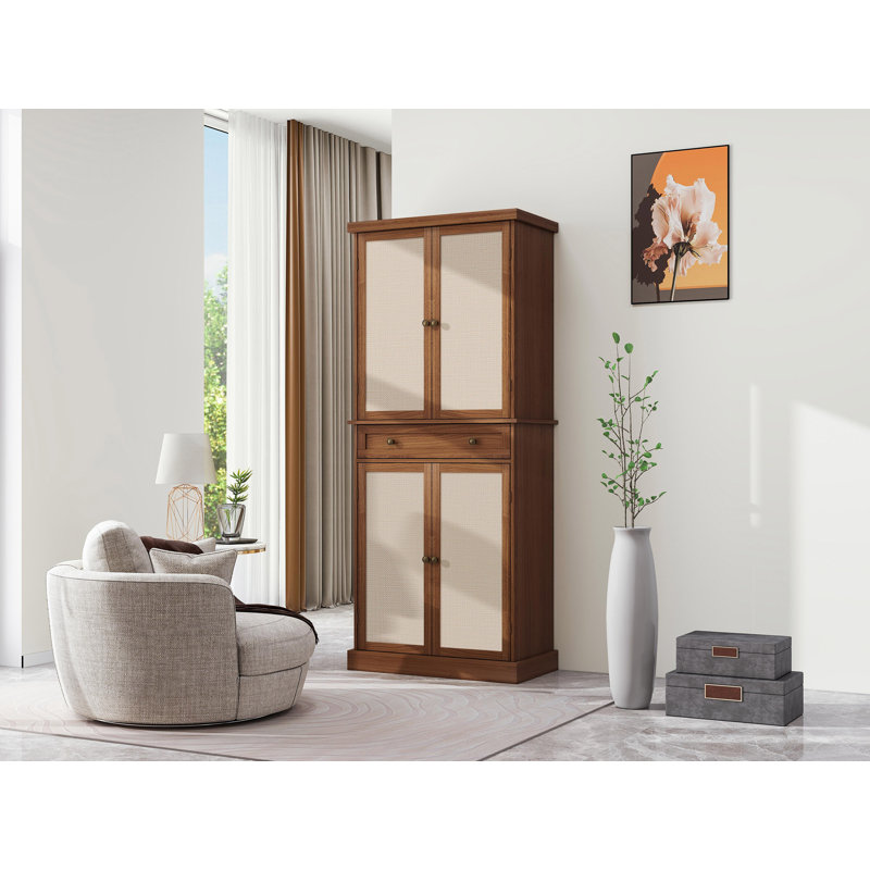 Armoire de rangement 4 tiroirs avec tiroir Cilas, Noyer