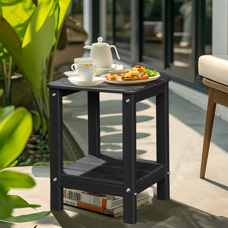 Table d'appoint carrée d'extérieur L 12,5 po x l 13,1 po, Noir