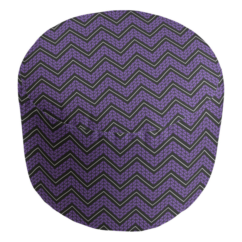 Upholstered Pouf, Purple/Black