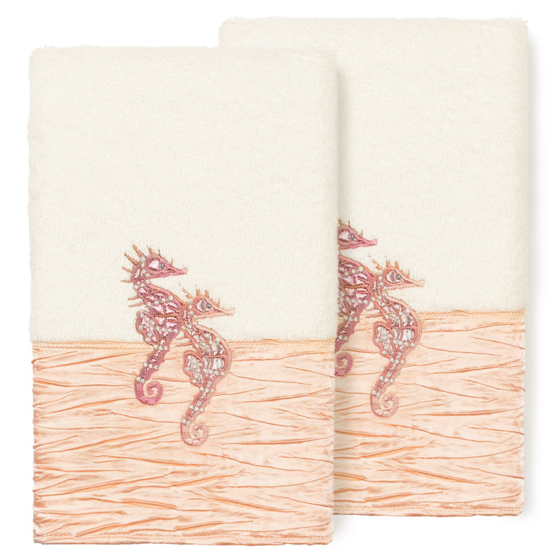 Ensemble 2 serviettes de bain en coton turc Sofia, Corail
