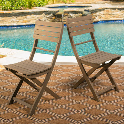Outdoor Acacia Wood Folding Dining Chair (Set Of 2),Grey