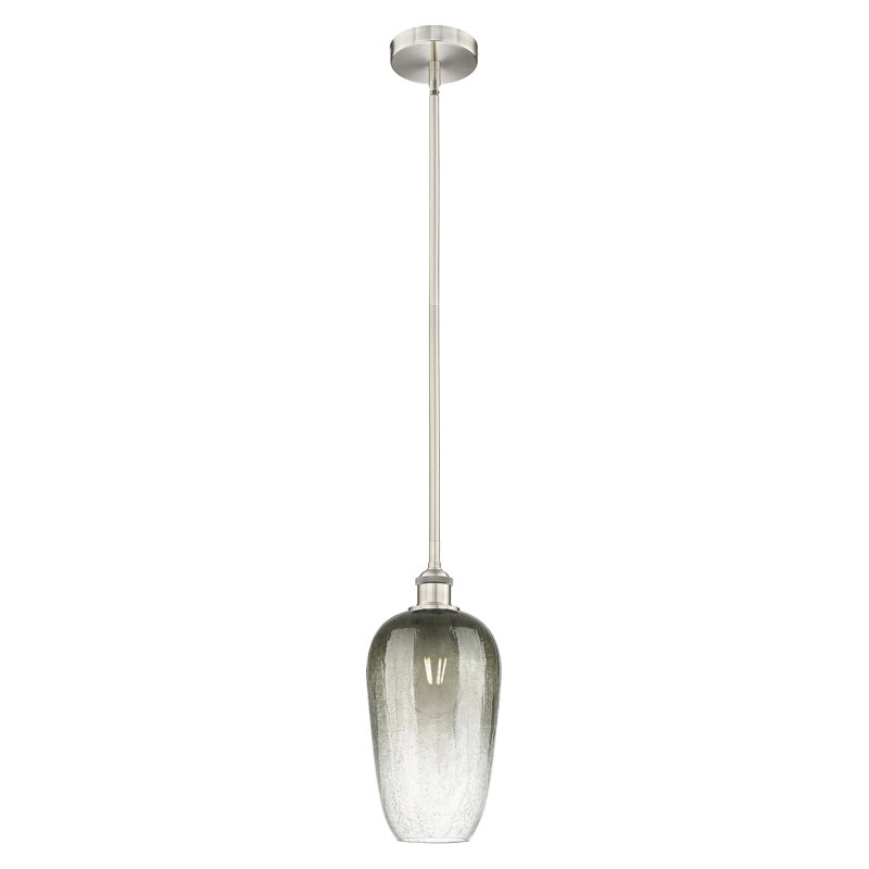 Edison - Flûte Brookhaven - Mini-luminaire suspendu 1 tige 7 po, Ardoise, Nickel satiné brossé