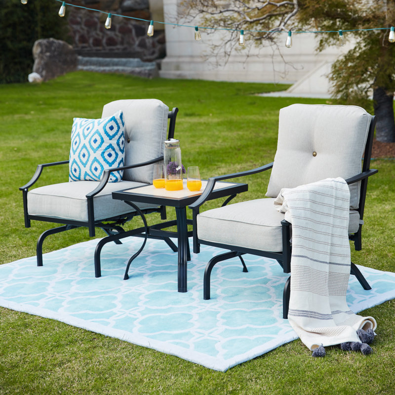 Strawn 2 - Person Patio Conversation Set with Cushions, Beige