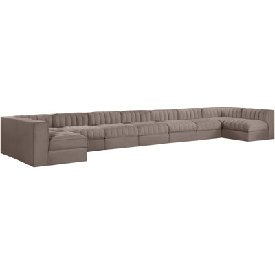 Demars Velvet Performance Fabric Upholstered 9Pc. Modular Sectional