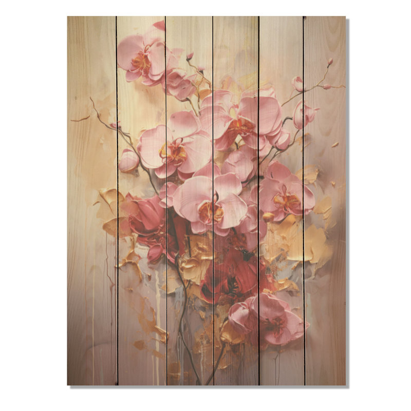 Orchidée élégante Dream I - art mural en bois d'orchidée sur bois de pin naturel, H 20 po x l 10 po