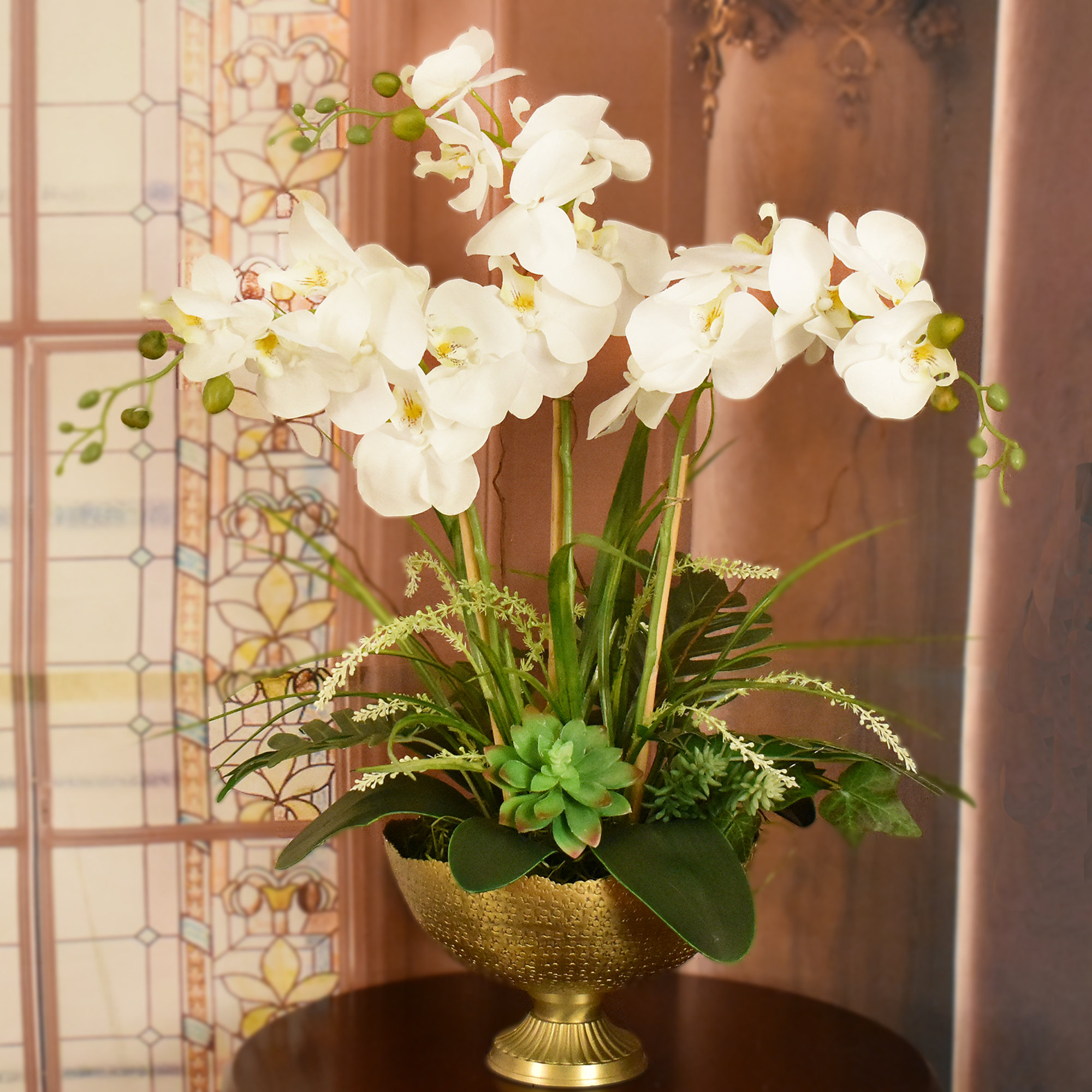 Primrue Phalaenopsis Orchids In Gold Bowl & Reviews | Wayfair