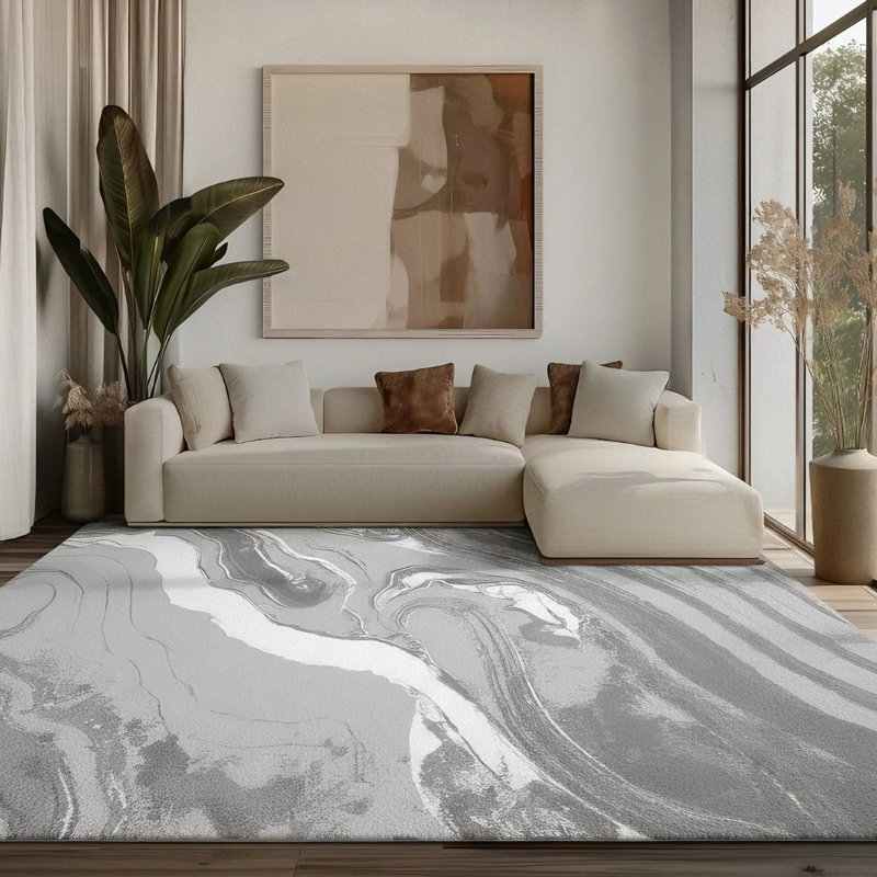 Galaxy Series Abrstract Black/Gray/Ivory/Beige Area Rug, Rectangle 7'9" x 10'2"