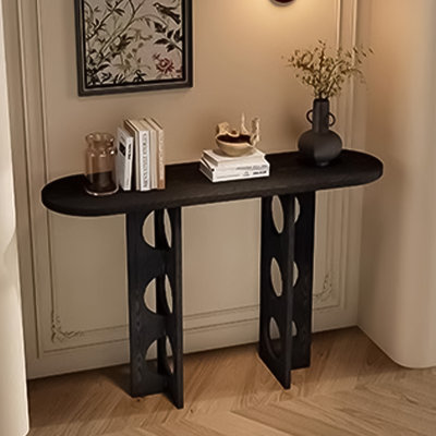 31.5" Black&Black Modern Minimalist Ash Console Table