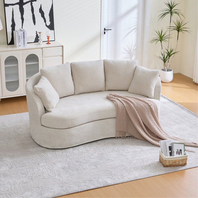 Canapé incurvé de 73,82 po de largeur, siège très profond en chenille moelleuse de luxe moderne, 4 coussins amovibles, convient aux petits espaces, aux salons et aux chambres