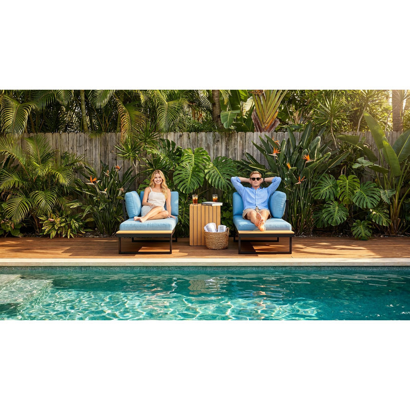  Hubhalsun Modern Outdoor Sectional Sofa Set with Teak Accents, L-Shaped Patio Conversation Set with Thick Cushions & Coffee Table, Weather-Resistant Metal Frame Patio Furniture for Backyard, Deck, Porch.