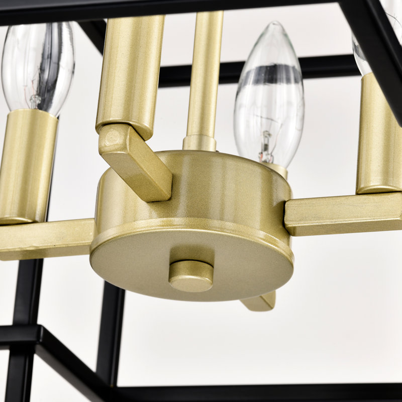Suspension de 4 lanternes noir mat et or, luxueuse pour cuisine, salon, hall d'entrée, couloir avec plafond réglable en hauteur, bureau.