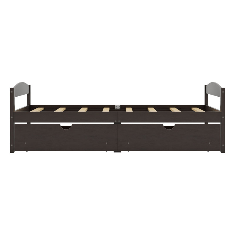 Platform Bed With Two Drawers, White
