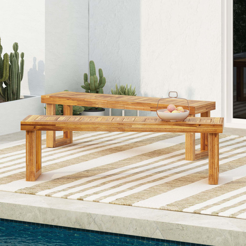 Banc de pique-nique en bois Egor, Brun sable naturel