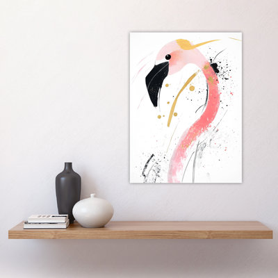 Flamingo Bird Pink Modern Abstract Wall Art Print
