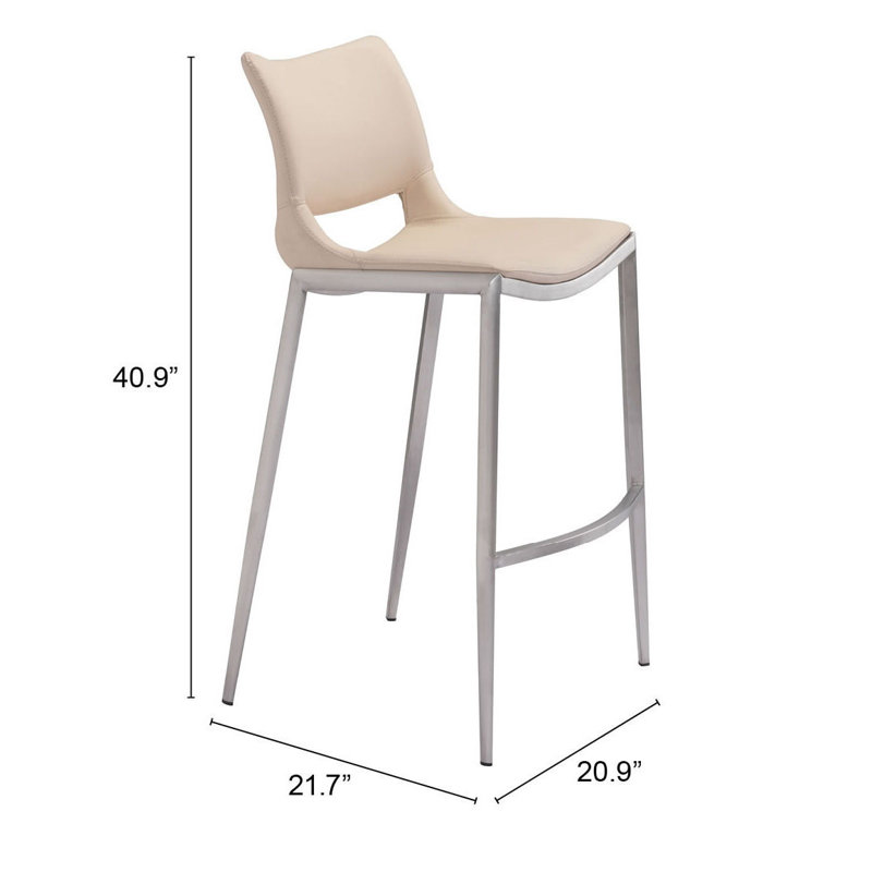Tabouret de comptoir, Rose, Chrome chrome, Très grand (siège d'une hauteur de 40,9 po)