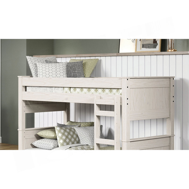 Rustic Twin Bunk Bed Split Into Two And Pine Construction, White