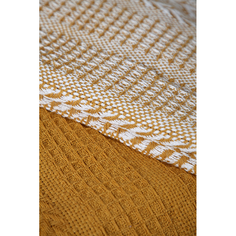 Jeté luxueux 100% coton, Jaune
