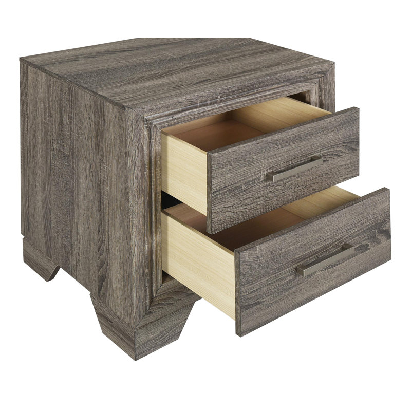 Wright 2-Drawer Nightstand Bedside Table Brown Oak