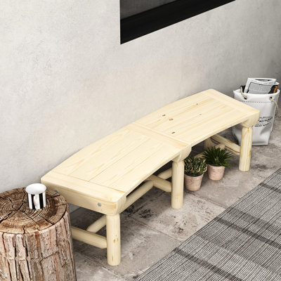 Chaise de jardin semi-circulaire en bois, naturel pour terrasse, pelouse, banc de jardin extérieur