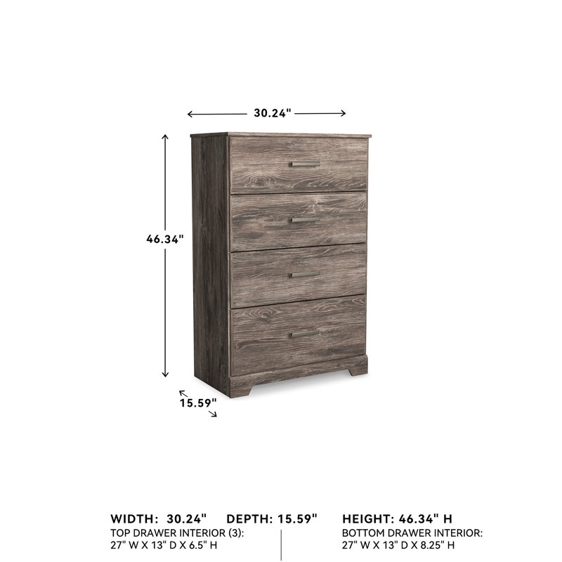 Eria 30.24'' W 4 - Drawer Dresser, Dark Gray