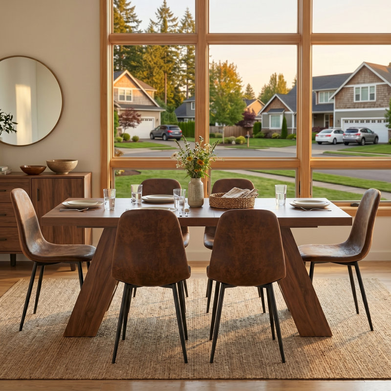 Ensemble de salle à manger de 71 pouces, table et chaises de style ferme moderne pour 6 personnes, 7 Pieces: Table, 6 Chairs