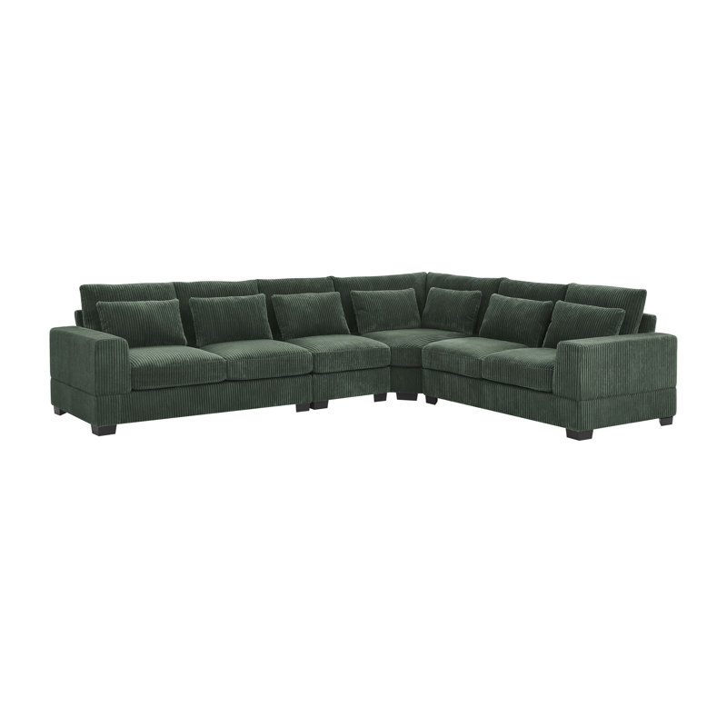Laguna Modular Corduroy Sectional, Green Corduroy