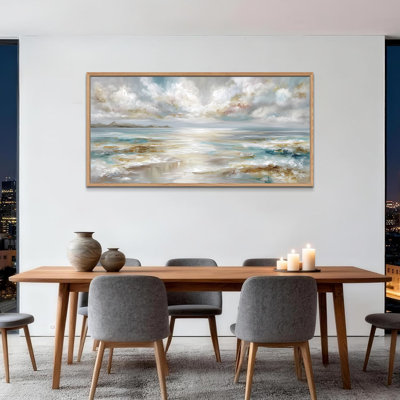  Large Framed Abstract Wall Art - Large Canvas Picture Wall Decor for Living Room, Bedroom, and Office, Serene Landscape Artwork with Staple-Free Canvas Frame, 24×48 inches