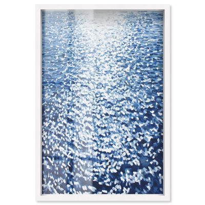 Sunlight on the Water II Shadowbox Print Coastal Wall Decor by Art Remedy, White Frame, 20 x 30