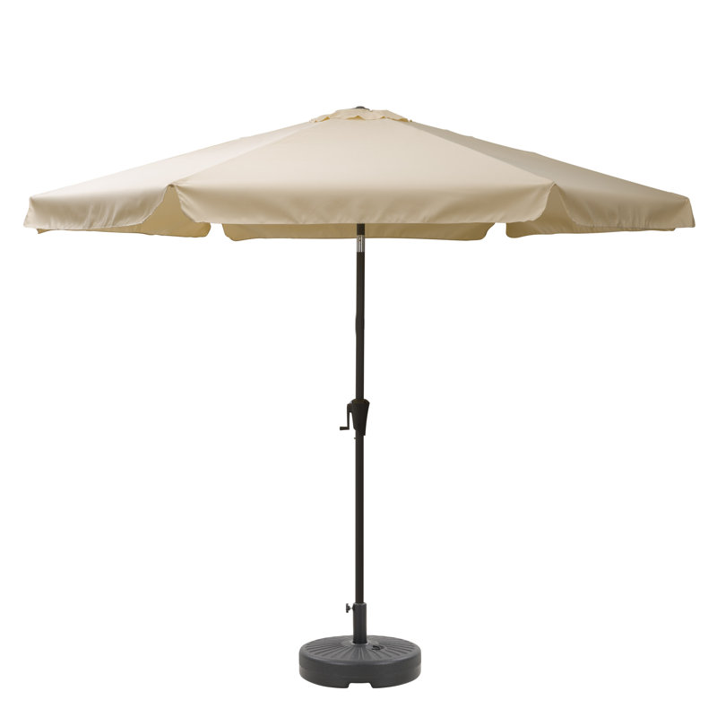 117'' Tilt Market Patio Umbrella with Base, Warm White