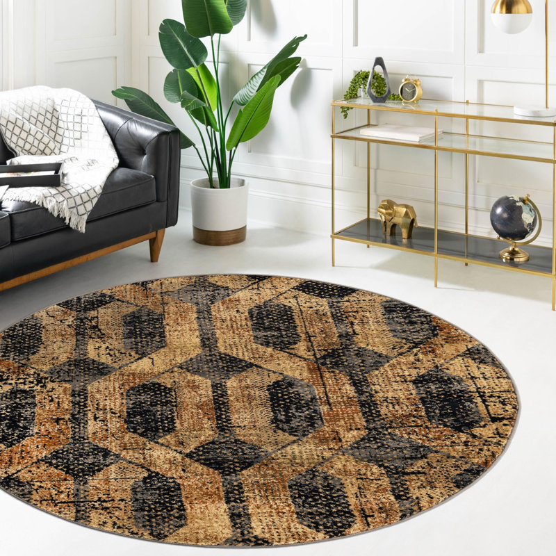 Geometric Indoor Rug, Round 7'