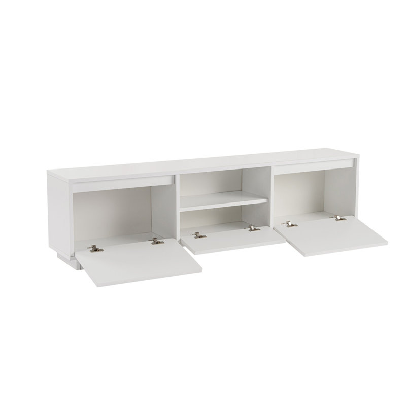 Console multimédia à profil bas avec rangement rabattable 63 po Hanshaw - Meuble télé pour téléviseur de 70 po ou moins