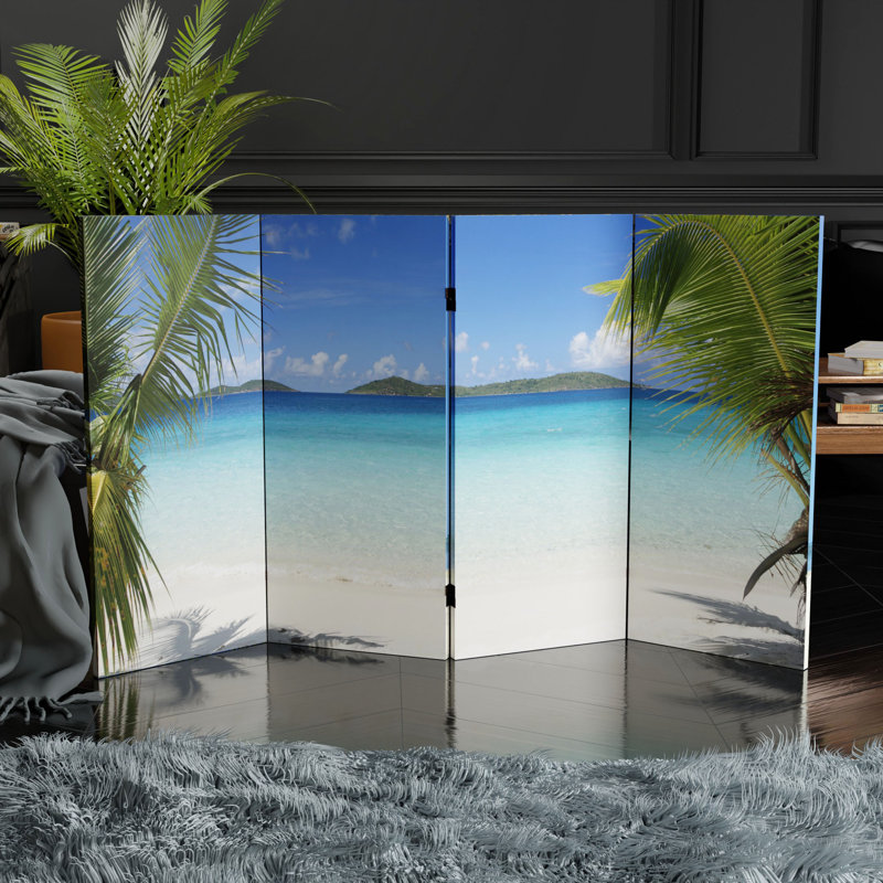 Kight Beach Vacation Canvas Room Divider, 23.75" H x 63" W
