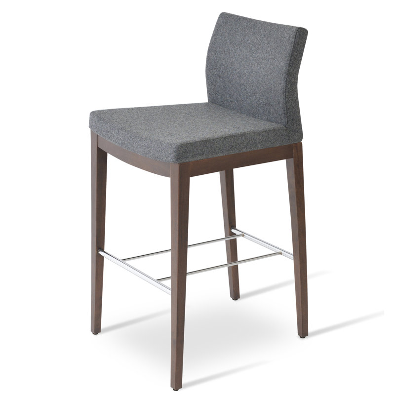 Tabouret de bar 29 po Pasha, Noyer, Gris foncé
