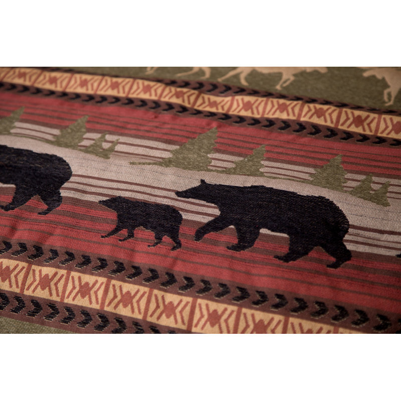 Queen Red and Brown Rustic Polyester Bed in a Bag Set