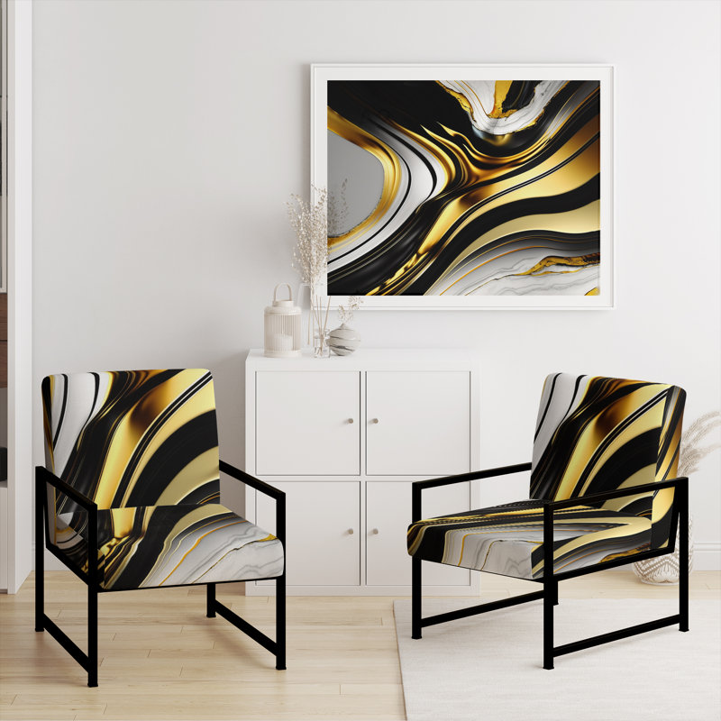 Cullivan - Fauteuil d'appoint rembourré en marbre, Noir, noir, noir, noir