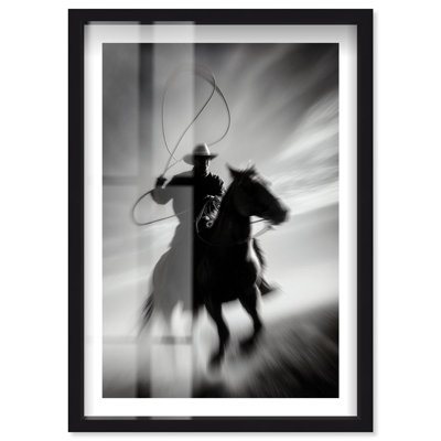 Art mural "Shadow Rider Shadowbox" par Notoriart, cadre noir, 24 x 36